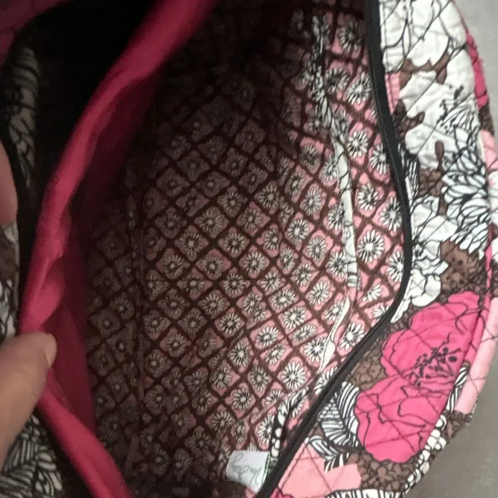 Vera Bradley Floral Pink Brown White computer bag size 15 x 12 x 4 inches